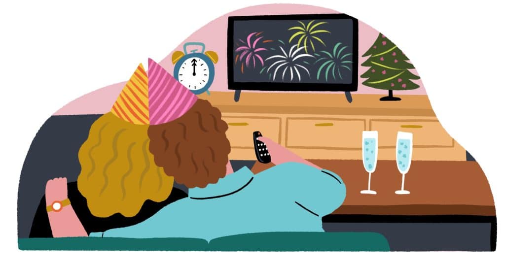 Couple quietly celebrating new years eve.