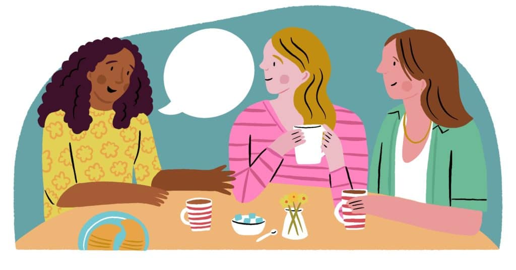 Woman sharing with her friends about ADHD