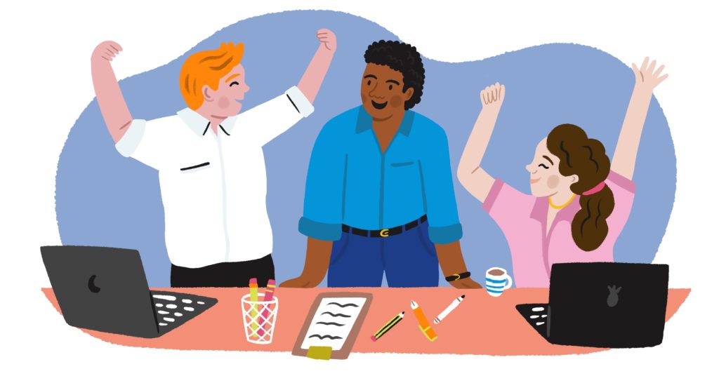 Illustration of happy co-workers